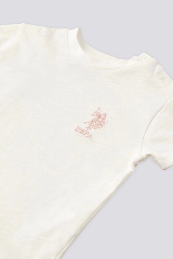 U.S. Polo Assn. Baby Girl 2-Piece Short Sleeve T-Shirt Set - Cream