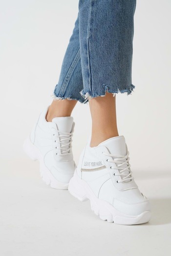 KCMN Kocamanlar 209 Volume Hidden Heel Sole Sneaker Women's Sports Shoes White