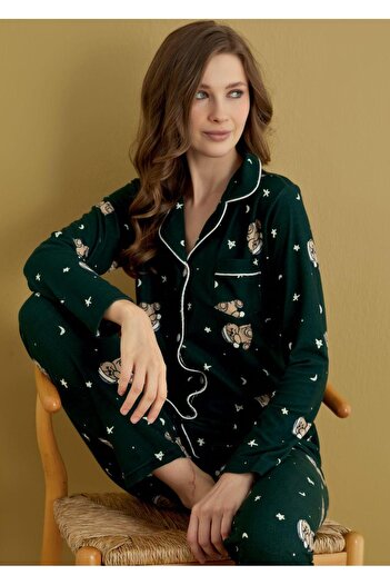Mutlu City Women's Soft Fabric Buttoned Shirt Collar High Quality New Year Pajama Set 3026
