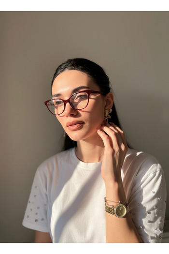 funeyes Nancy Burgundy Cat Eye 56 Ekartman Slanting Blue Block Blue Light Protection Glass Can Changeable Screen Glasses