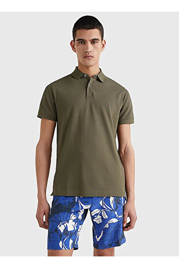 Tommy Hilfiger Tmavě khaki pánské polo tričko MW0MW17770RBN