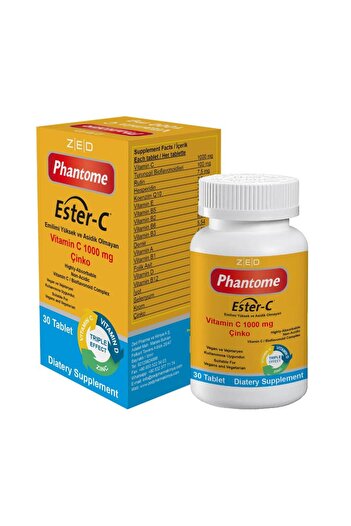 Phantome Ester-C Vitamin C 1000 Mg, Zinc, Vitamin D, Multivitamin Complex 30 Tablets