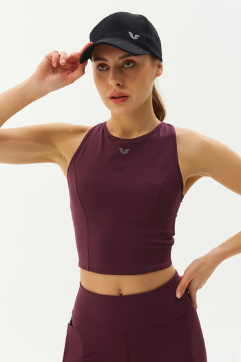 bilcee Claret Red Recovery Crew Neck Crop Body Bra - Sports and Daily Supported 9209