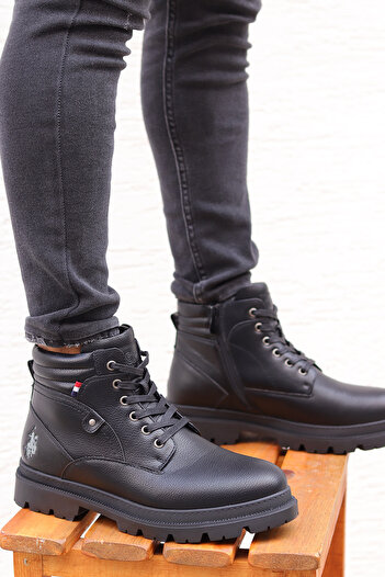 U.S. Polo Assn. Ανδρικές μπότες Rius Hot Fur Thermo Sole με φερμουάρ καθημερινά casual μαύρες