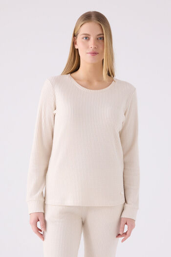 Pierre Cardin Women's Cream Long Sleeve Pajama Set