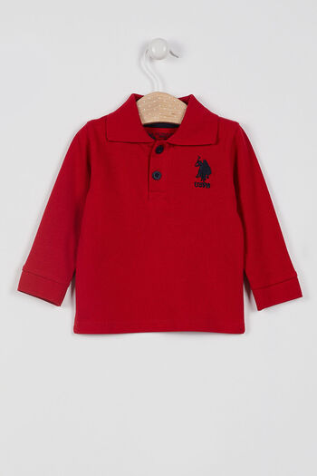 U.S. Polo Assn. U.S. Polo Assn Licensed Classic Red Baby Boy Long Sleeve Collared Sweatshirt
