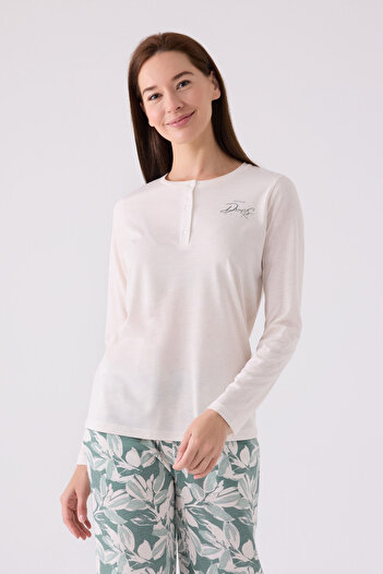Arnetta Women's White Long Sleeve Pajama Set