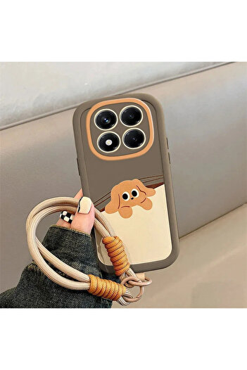 Zebana Xiaomi Redmi Note 14 Pro 5g Compatible Case Hand-Wristed Cat and Puppy Silicone Case