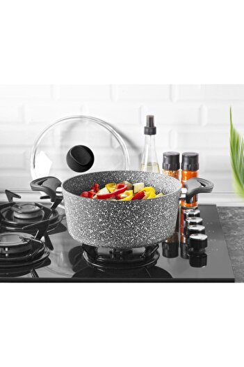 LAVONNI 22 cm Granite Deep Pot Gray