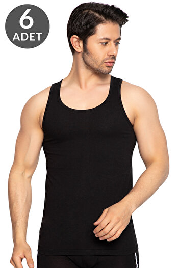 TOLIN 100% Cotton Black Men's Undershirt 6 pieces 114s