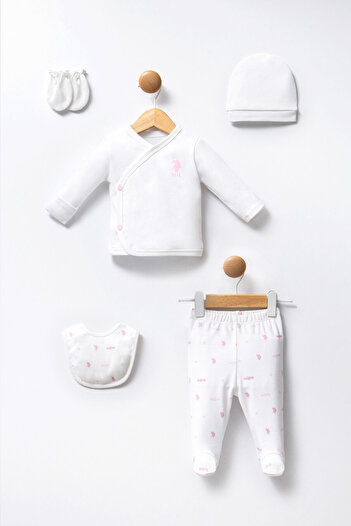 U.S. Polo Assn. Baby Girl White 5 Pack Hospital Release