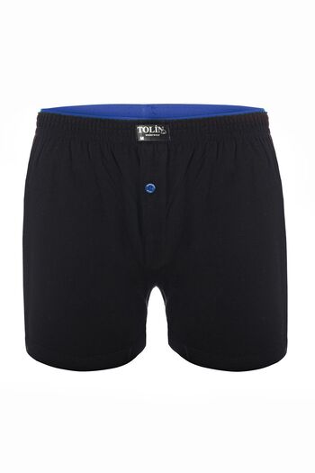 TOLIN Men's Black Single Jersey Shorts Boxers - 100% Cotton 415s
