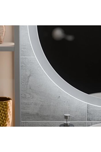 K Korman Oglindă Baie LED Rotundă 60cm Dimabilă, Dezaburire, Control Tactil