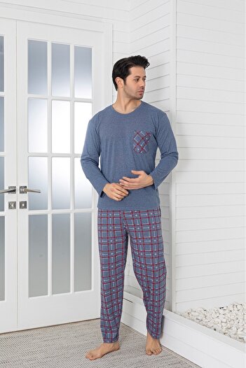 Sude HOMEWEAR Ercan Bottom Square Top με τσέπη γαλάζιο Pjm Tkm