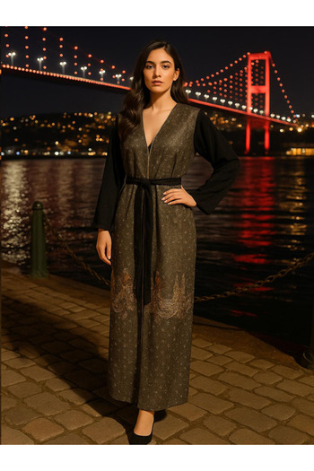 fiore fashion Large Size Winter Velvet Abaya - Muslim Dress Suitable for Kaftan, Ferace and Bisht Size 38-46