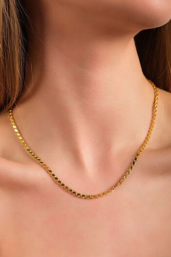 Side Gold Kuyumculuk 14 Ayar Sarı Gold Altın Pullu Zincir Kolye