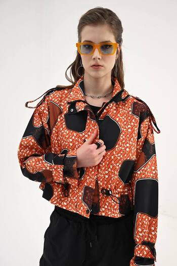 İLKCET MODA Special Patterned Premium Crop Raincoat