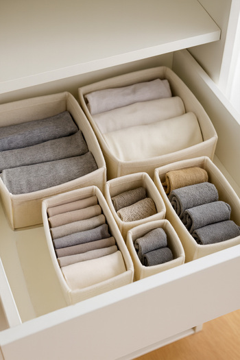YUNUSOĞLU HOME Cream Felt Drawer and Closet Organizer Set 6 Pieces – Cream, Multi-Purpose Organizer Bins