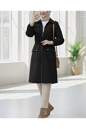 Modamorfo Black Stamped Cap - Elastic Sleeve, Ball Button Pocket and Zipper