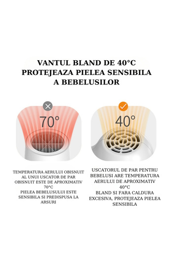 ILA PRODUCT Baby and children's hair dryer, wireless, constant temperature, silent, USB, white