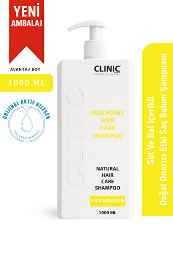 CLINIC PYROO Natural Repairing Effect Hair Care Shampoo with Milk and Honey - 1000 ml