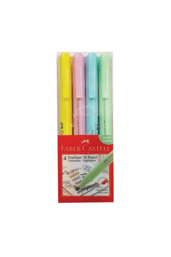 Faber Castell Highlighter Pen 38 Pastel 4-Pack Bag