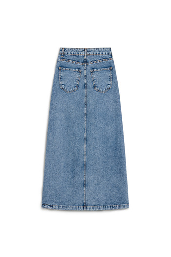 praye Fustă Lungă Bell Denim Blue Snow Wash