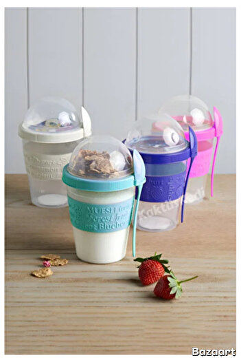 Titiz Ice Cream Container with Spoon Yogurt Container with Spoon Practical Multi-Use
