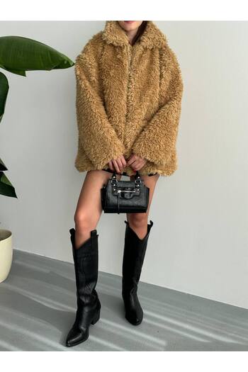 ZF BUTİK Premium Fabric Lamb Zipper Coat