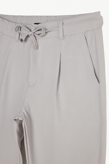 Tudors Men's Slim Fit Slim-Fit Elastic Lace-Up Detailed Gray Trousers