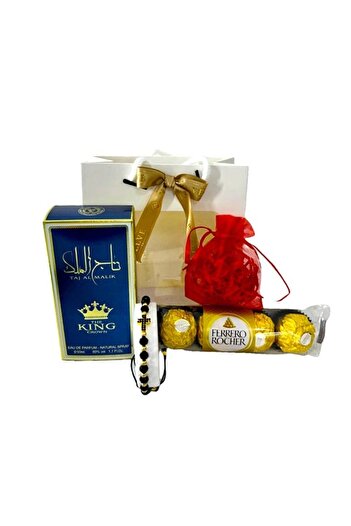 velve Men's package with Arabic perfume Ard al Zaafaran Taj al Malik 50ml, zirconium bracelet, pralines