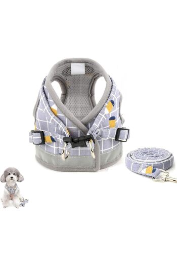 Bukela Cat Harness & Leash Set, Reflective Adjustable Vest Harness for Small Dogs & Cats (Gray)