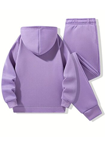 npLStore Children's Stitch Printed Oversize Hooded Sweatshirt Tracksuit Set