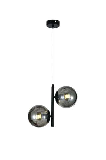 RFAN Pendant, Model N6804-2, With 2 Shades, 2 x E27, Adjustable Height, Black