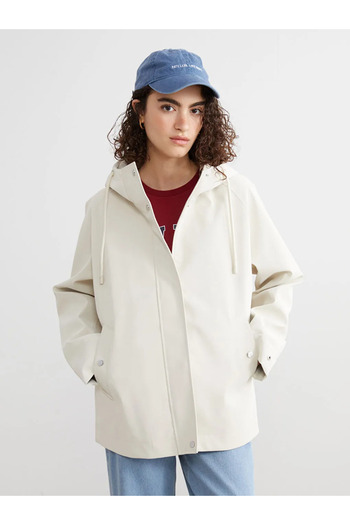 LC Waikiki Xside Hooded Oversize Leather Look Women's Raincoat
