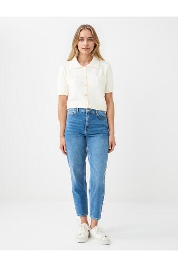 Jimmy Key Ecru Shirt Collar Short Sleeve Knitwear Cardigan