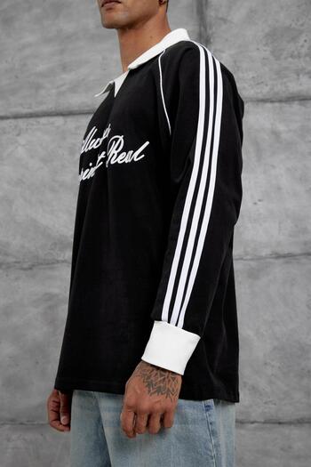 NOMARC Black Text Detailed Polo Neck Oversize Sweatshirt