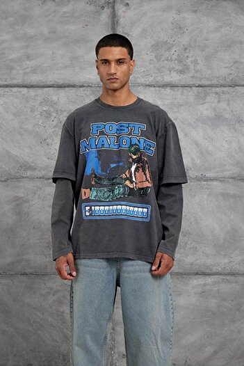 NOMARC Smoked Post Malone Printed Washable Oversize Sweatshirt
