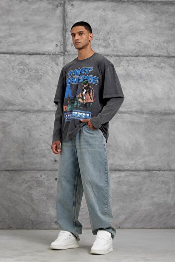 NOMARC Smoked Post Malone Printed Washable Oversize Sweatshirt