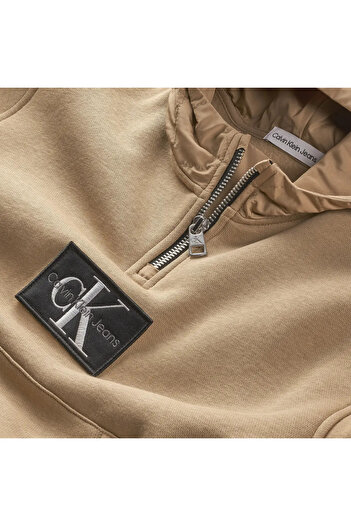 Calvin Klein QUILTED MIX MEDIA HO Erkek Kahverengi Hoodie