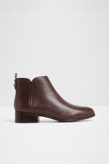 Aldo Verity - Women's Brown Genuine Leather Block Heel Zippered Boots