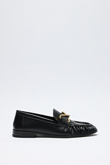 LUTVELIZADE Loafer 2511 - Black Women's Loafer with Spiral Buckle Detail