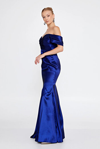 DORİDORCA Women's Taffeta Fabric Off-Shoulder Mermaid Long Evening Dress 6106 Saks