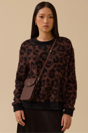 SEÇİL Women's Leopard Patterned Knitwear Sweater - Brown
