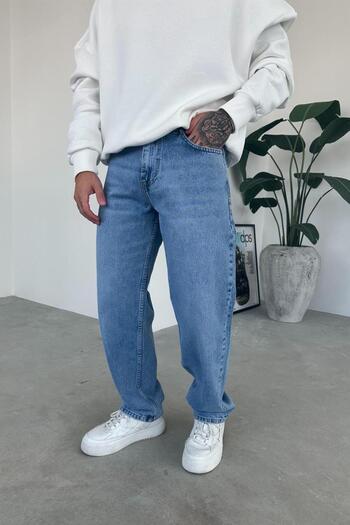 HAFKAGİYİM Textured Blue Basic Regular Trousers