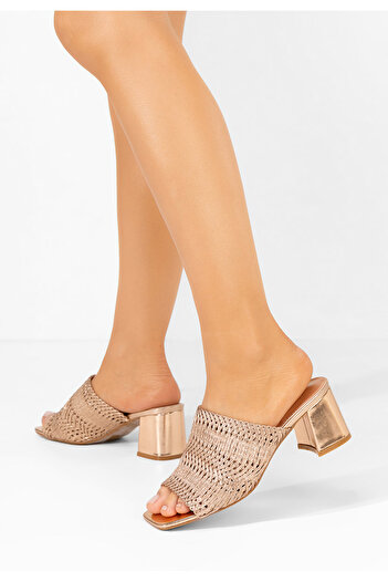 B T Shoes Mules με χοντρο τακουνι Jenesa champagne