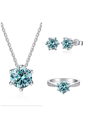 Choice 45cm resizable blue JoyceJelly Moissanite Jewelry Set With 1CT D Color VVS 3EX moissanite stone pass