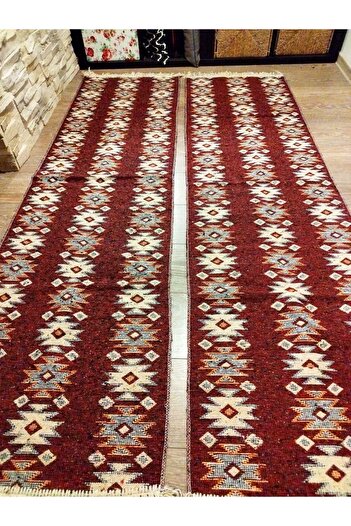 OEM 1+1 Traditional Rugs, Size 60x200 cm, Red and Cream, Rustic Model 2