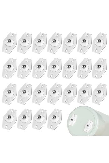 Caincay Set of 25 furniture ball bearing plates, metal, white, 2.8 x 4.5 x 1.4 cm