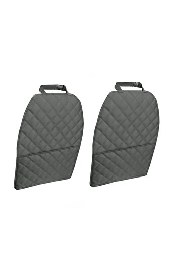 Metru Patrat Set 2 auto quilted universal seat back protectors with organizer pocket, gray,